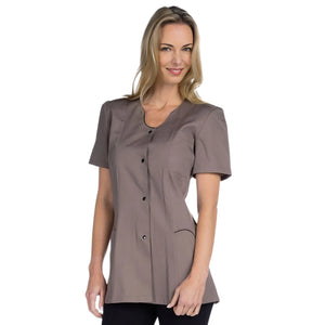 Anaïs - Tunique - Manches Courtes - Femme - 75cm My Blouse  Sergé-Taupe-Noir-T6-XXXL