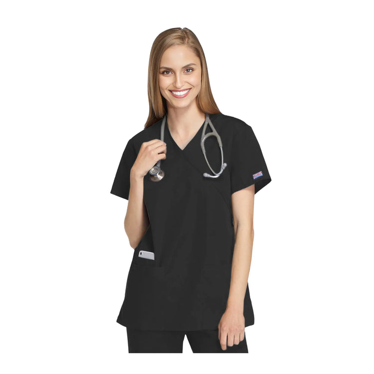 Bayonne - Medical Tunic - Wrap Effect - Short Sleeve - Women - 72 cm - Cherokee Cherokee Authentic Workwear 