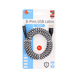 Lightning-USB-kaapeli iPhonelle / iPadille / iPod textile - 2 eri kokoa