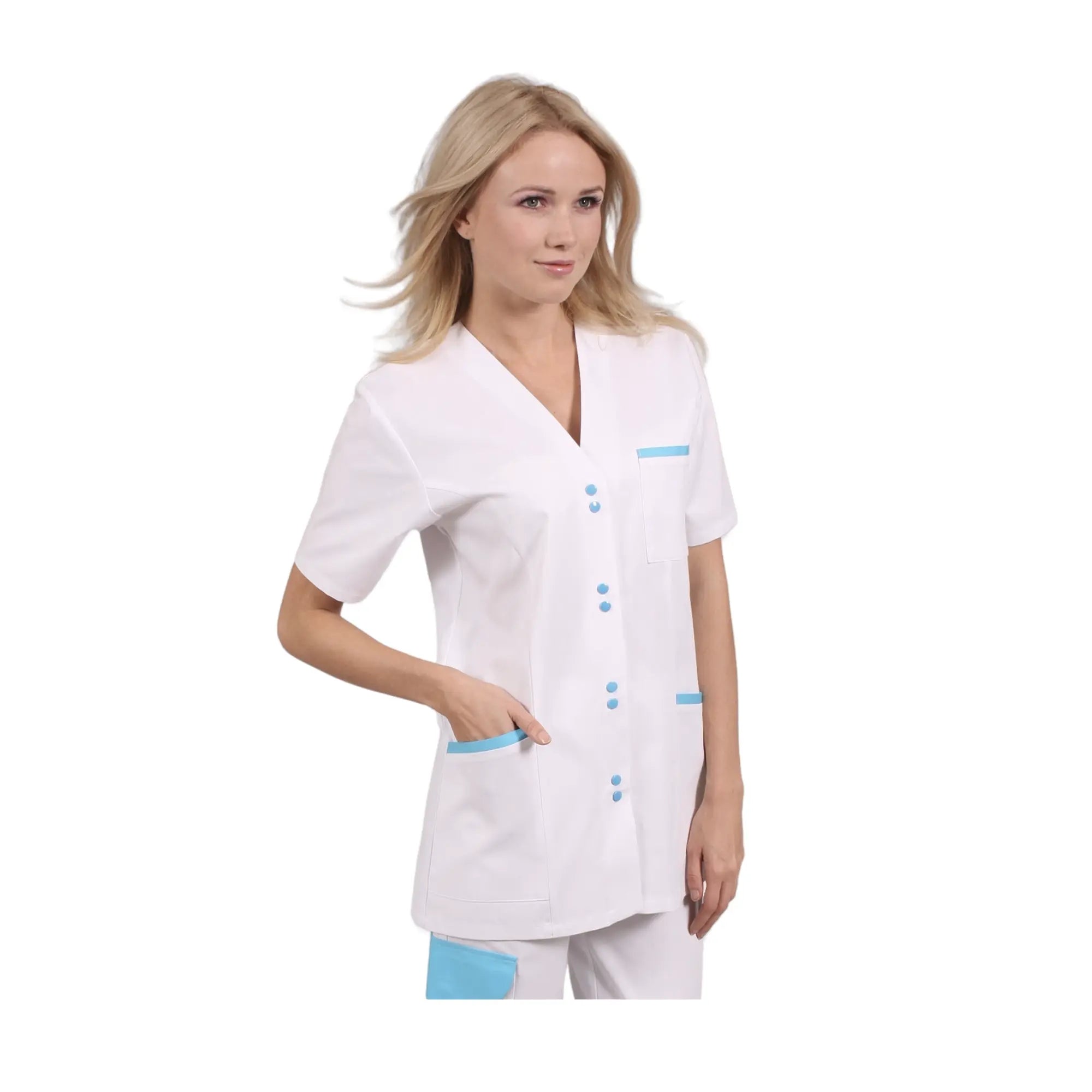 Ella - Tunique - Manches courtes - Femme - 75 cm My Blouse  Sergé-Blanc-Atoll-T6-XXXL