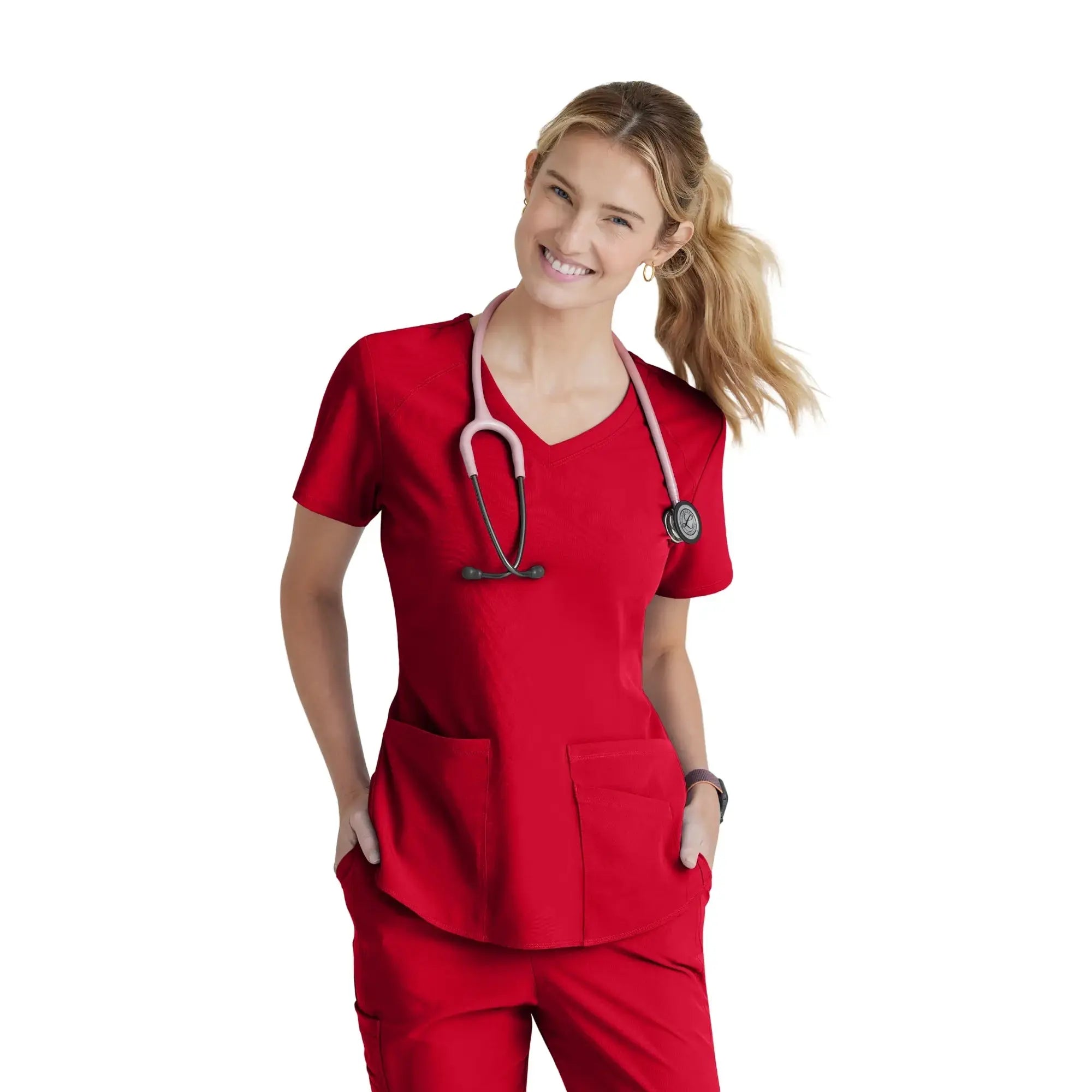 Elva - V-neck tunic - Women - Skechers SKECHERS  Red / XL