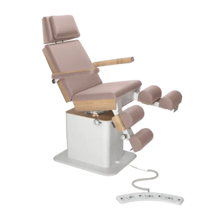 Fauteuil de pédicurie - MOON - Relevage électrique - Filaire - Ruck My Podologie  Taupe-3-moteurs-Chêne