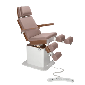 Fauteuil de pédicurie - MOON - Relevage électrique - Filaire - Ruck My Podologie  Taupe-3-moteurs-Noyer