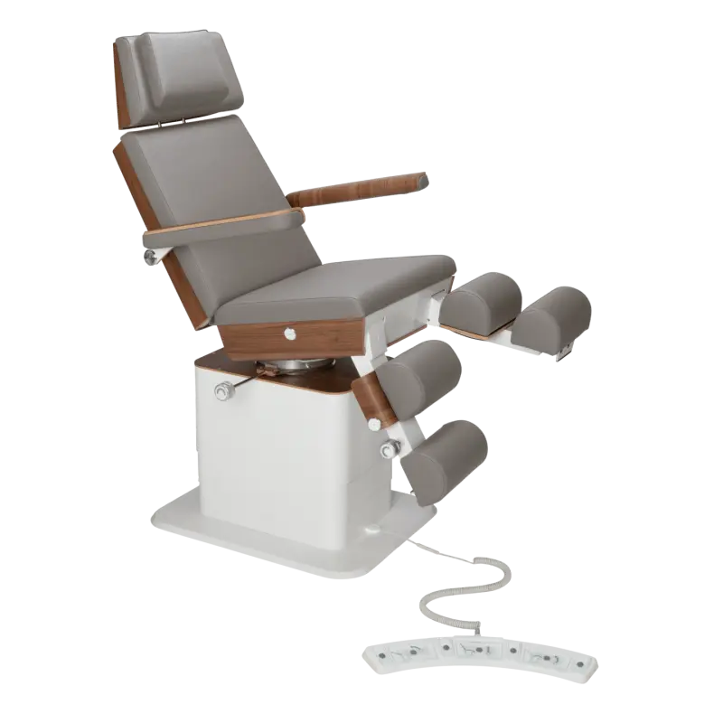 Fauteuil de pédicurie - MOON - Relevage électrique - Filaire - Ruck My Podologie  Pierre-5-moteurs-Noyer