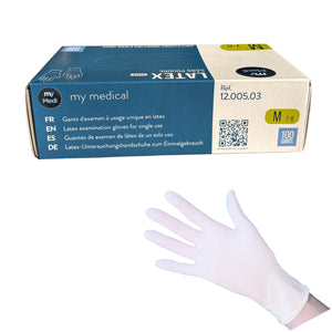 Gants d'examen - Latex - Sans poudre - Ambidextres - Boite de 100 - My Podologie MP 