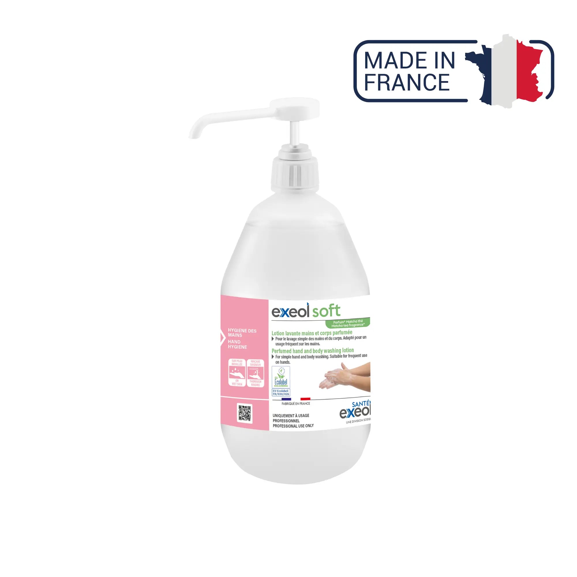 Lotion lavante mains et corps parfum Matcha Thé - Exeol Soft - Sodel Exeol 