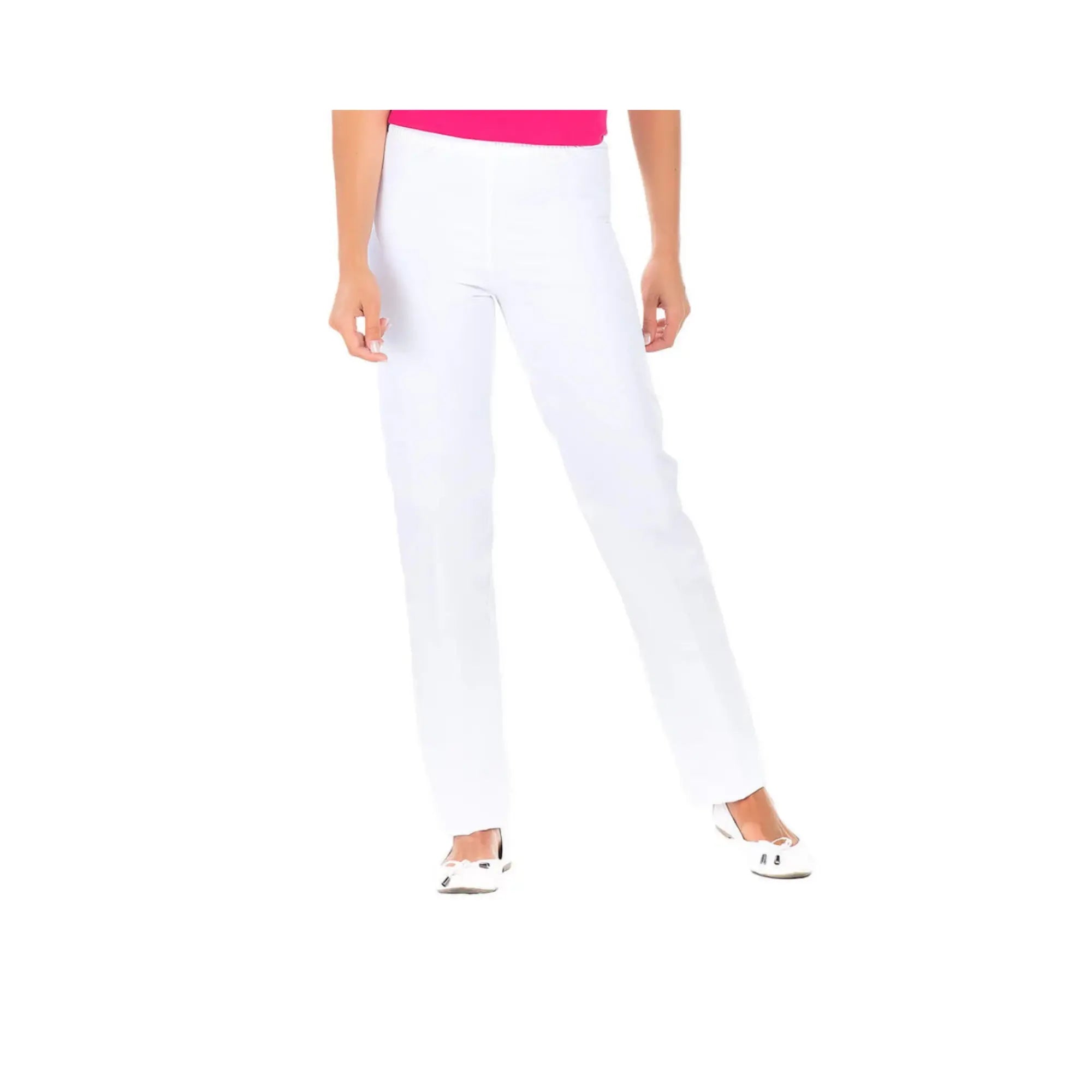 Manu - Pantalon Coton Blanc B19 - Mixte - Ceinture élastique - Sans poche My Blouse 