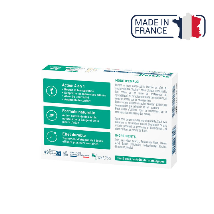 Poudre traitement anti-transpirant pour les pieds - Sudine Laboratoire Sorifa 