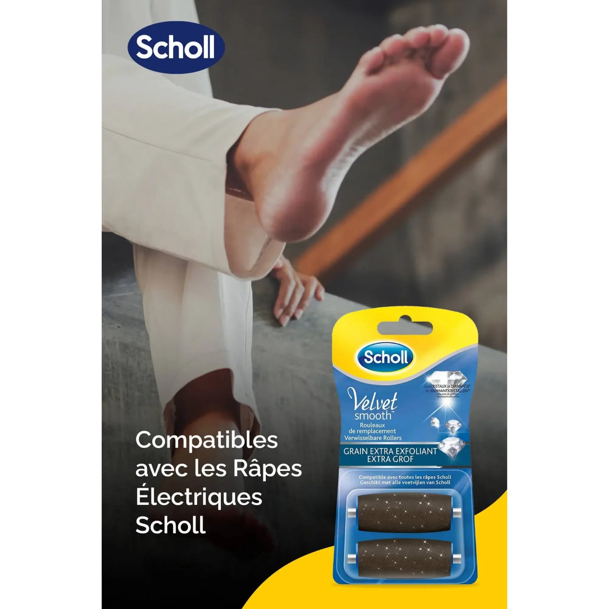 Recharge Rouleau Grain Extra-Exfoliant - Râpe de Pédicurie Électrique - Velvet Smooth - Scholl Scholl 